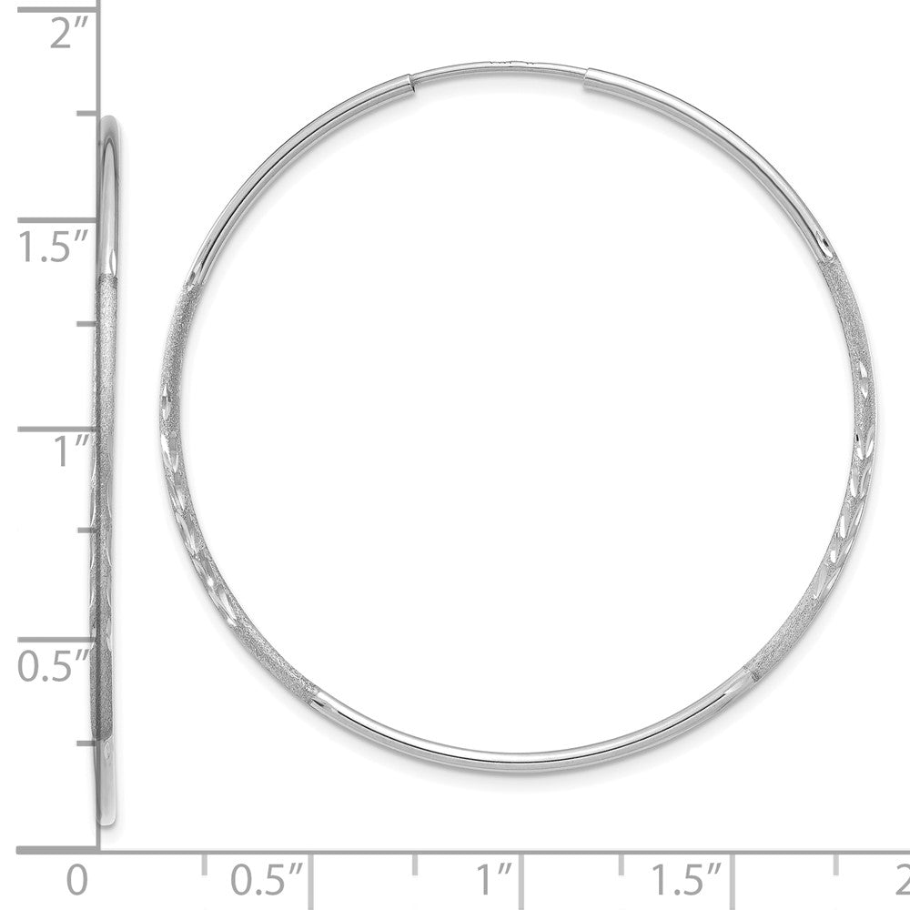 14K White Gold 1.20mm Diamond-cut Endless Hoop Earring
