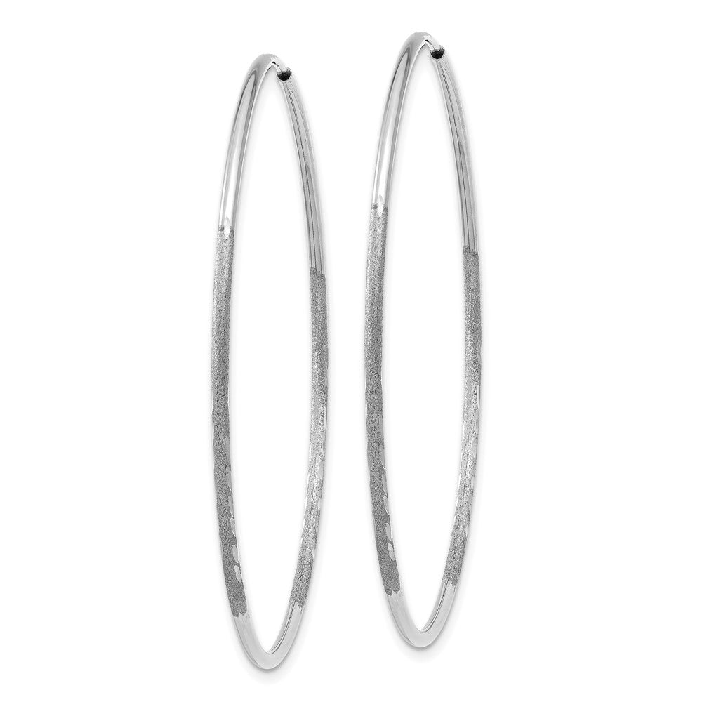 14K White Gold 1.20mm Diamond-cut Endless Hoop Earring