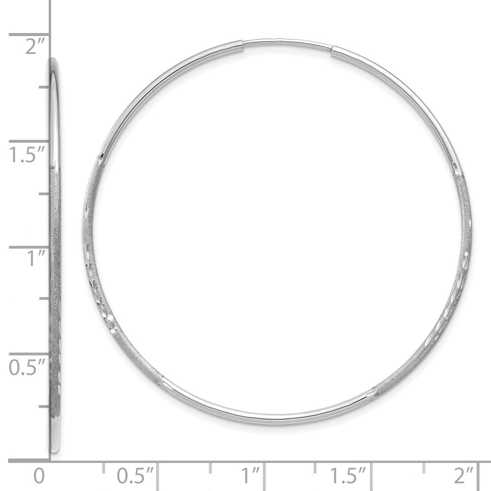 14K White Gold 1.20mm Diamond-cut Endless Hoop Earring