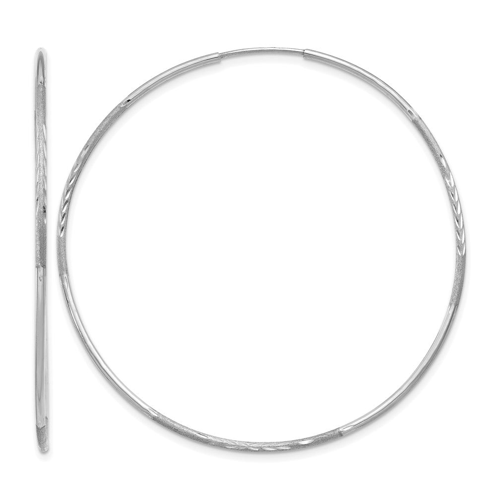 14K White Gold 1.20mm Diamond-cut Endless Hoop Earring