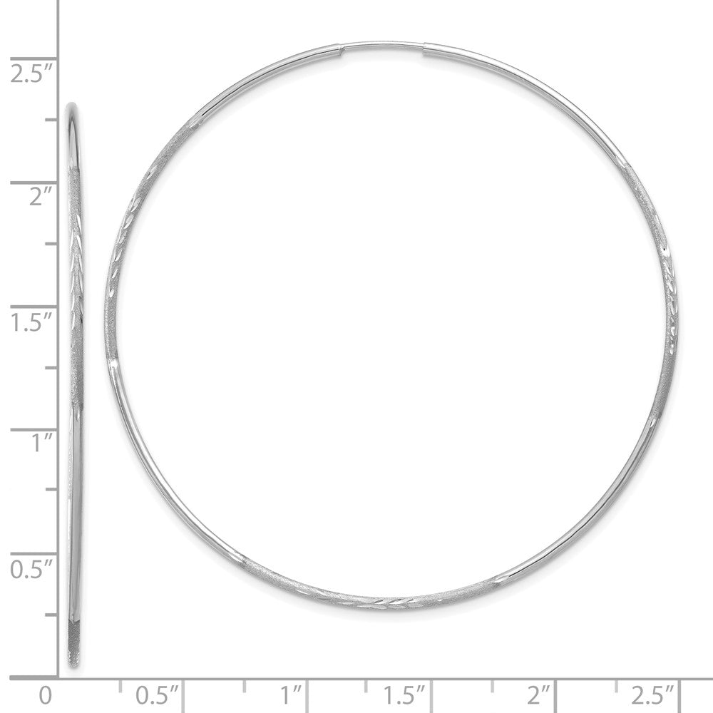 14K White Gold 1.20mm Diamond-cut Endless Hoop Earring