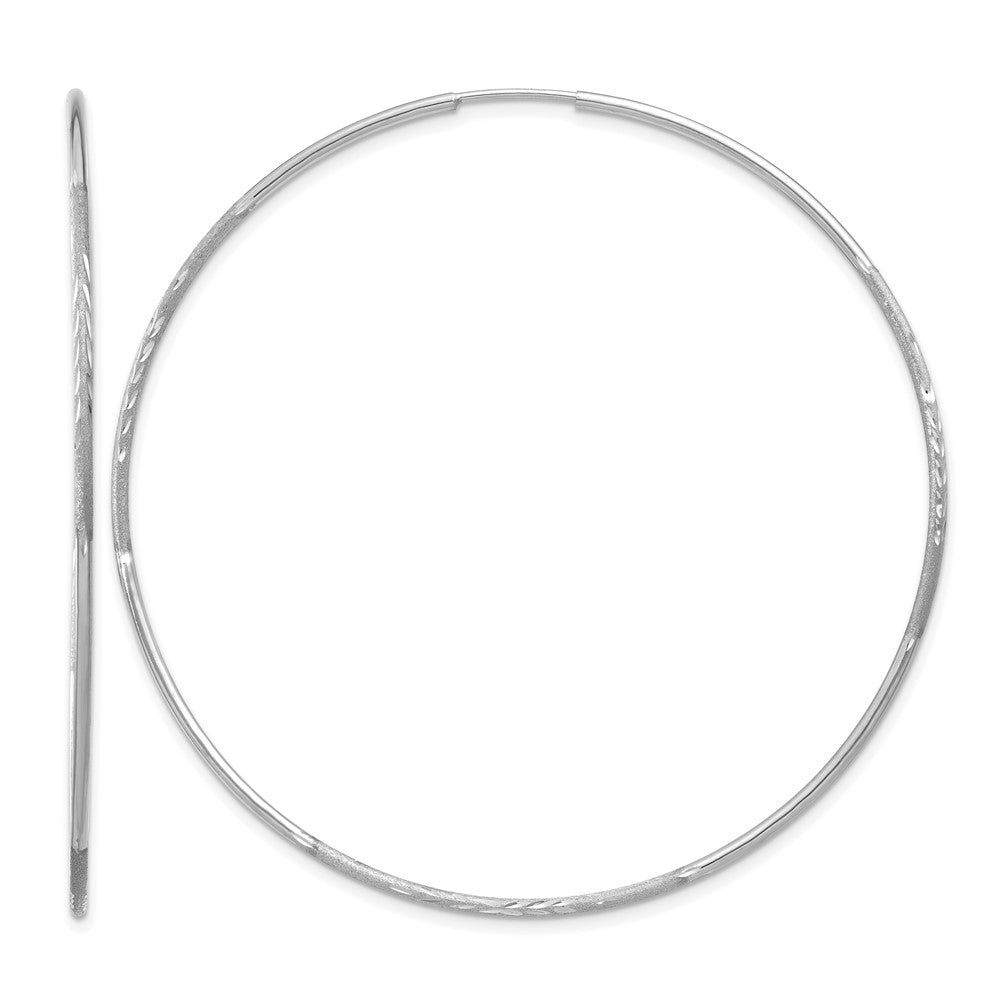 14K White Gold 1.20mm Diamond-cut Endless Hoop Earring