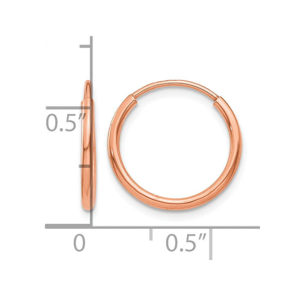 14k Rose Gold 1.20mm Polished Endless Hoop Earrings