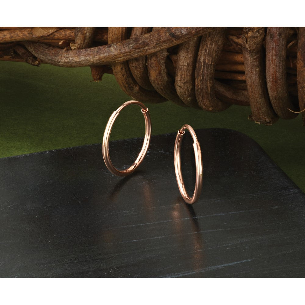 14k Rose Gold 1.20mm Polished Endless Hoop Earrings