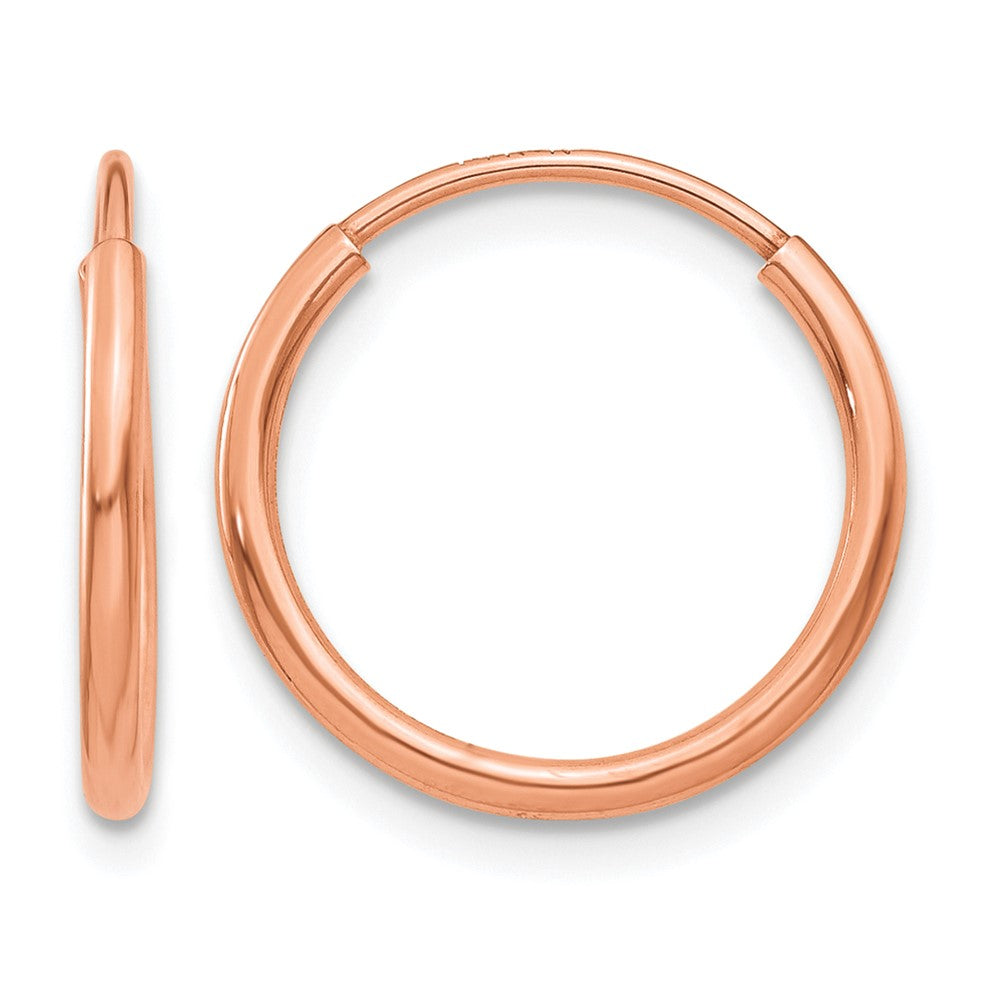 14k Rose Gold 1.20mm Polished Endless Hoop Earrings