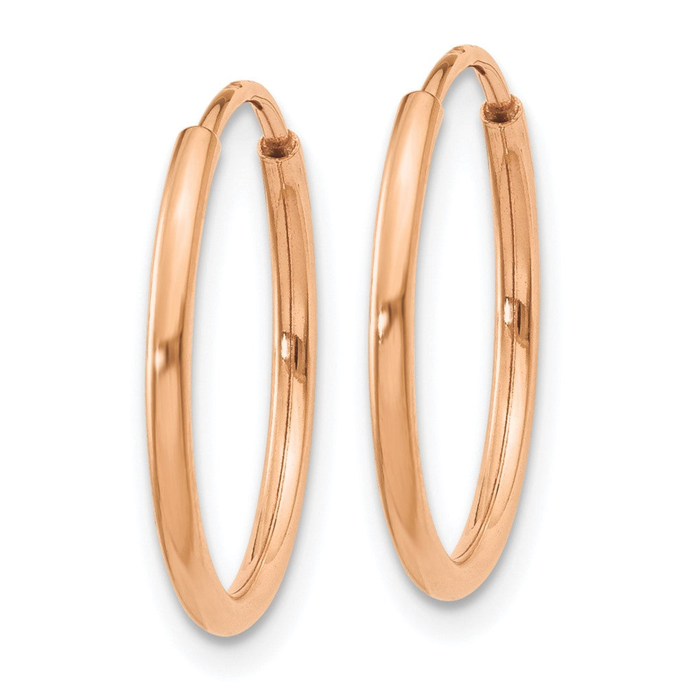 14k Rose Gold 1.20mm Polished Endless Hoop Earrings