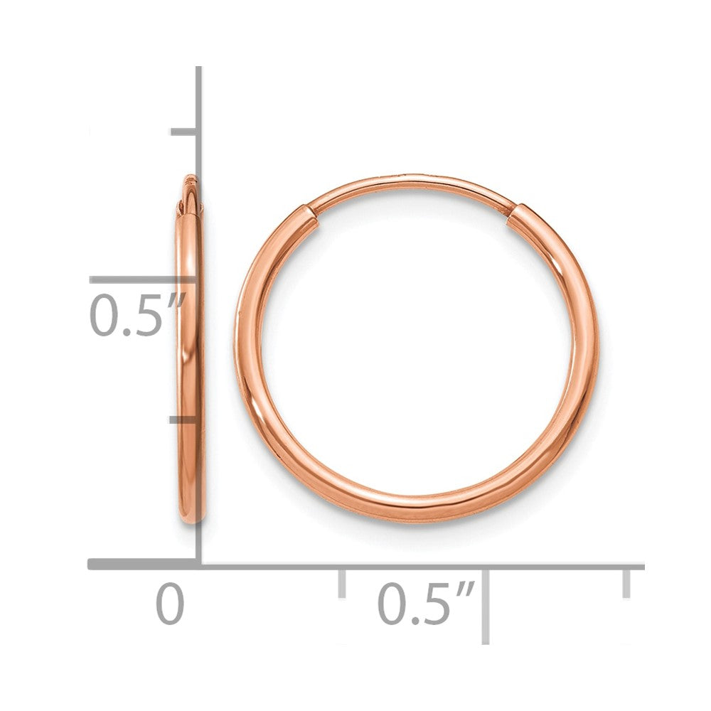 14k Rose Gold 1.20mm Polished Endless Hoop Earrings