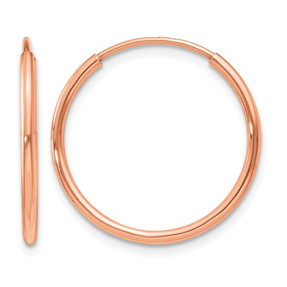 14k Rose Gold 1.20mm Polished Endless Hoop Earrings
