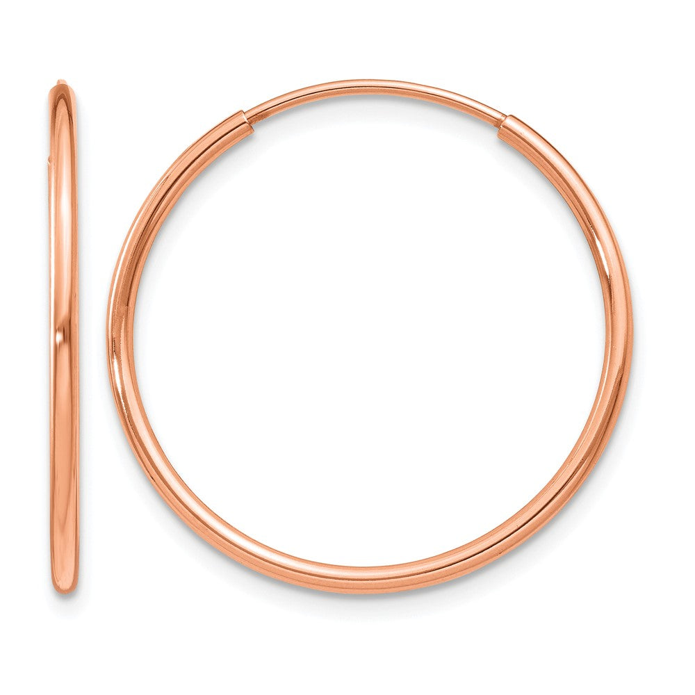 14k Rose Gold 1.20mm Polished Endless Hoop Earrings