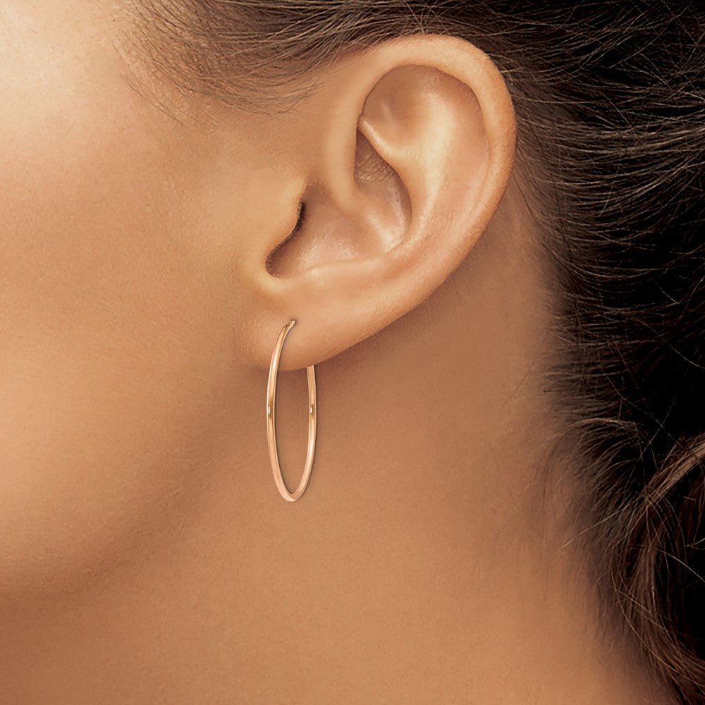 14k Rose Gold 1.20mm Polished Endless Hoop Earrings