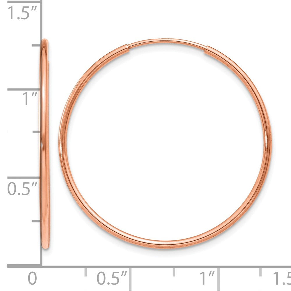 14k Rose Gold 1.20mm Polished Endless Hoop Earrings