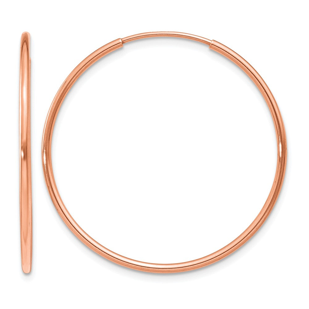 14k Rose Gold 1.20mm Polished Endless Hoop Earrings