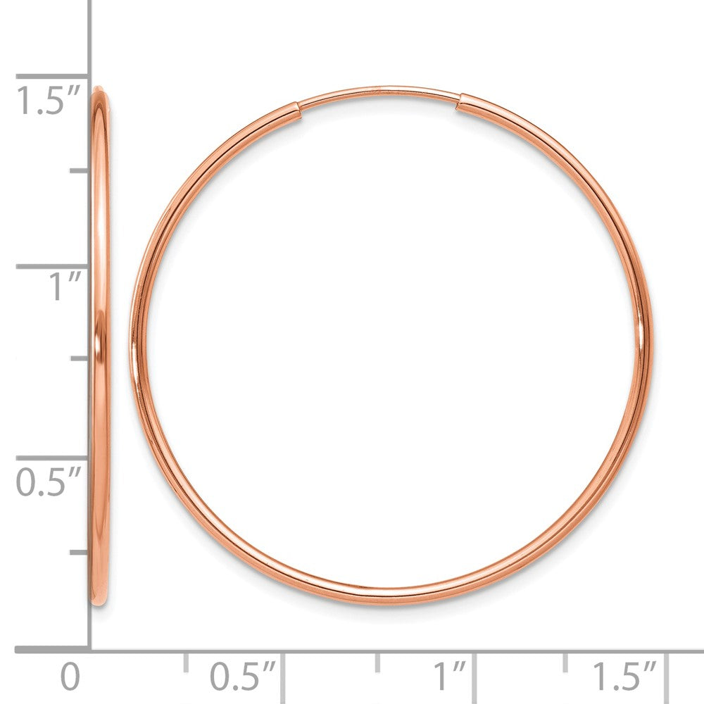 14k Rose Gold 1.20mm Polished Endless Hoop Earrings