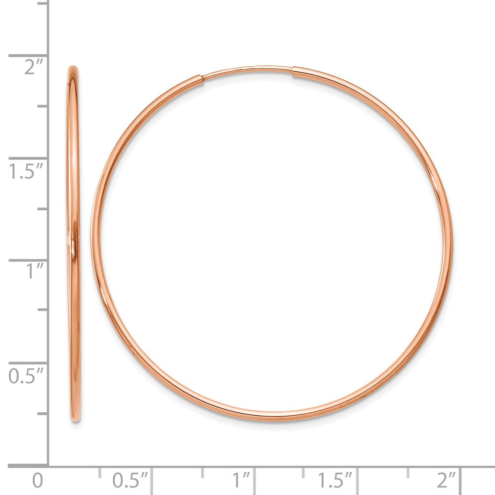 14k Rose Gold 1.20mm Polished Endless Hoop Earrings