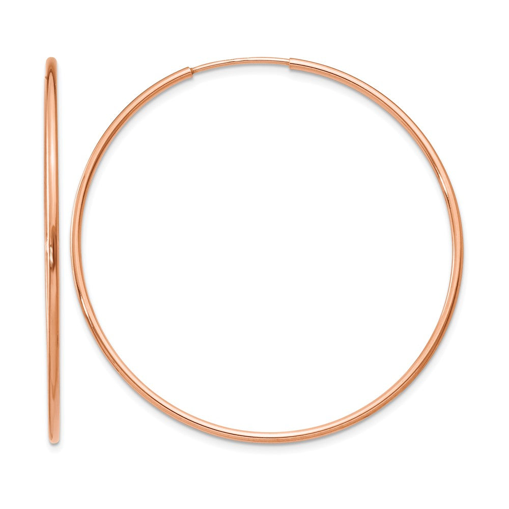 14k Rose Gold 1.20mm Polished Endless Hoop Earrings