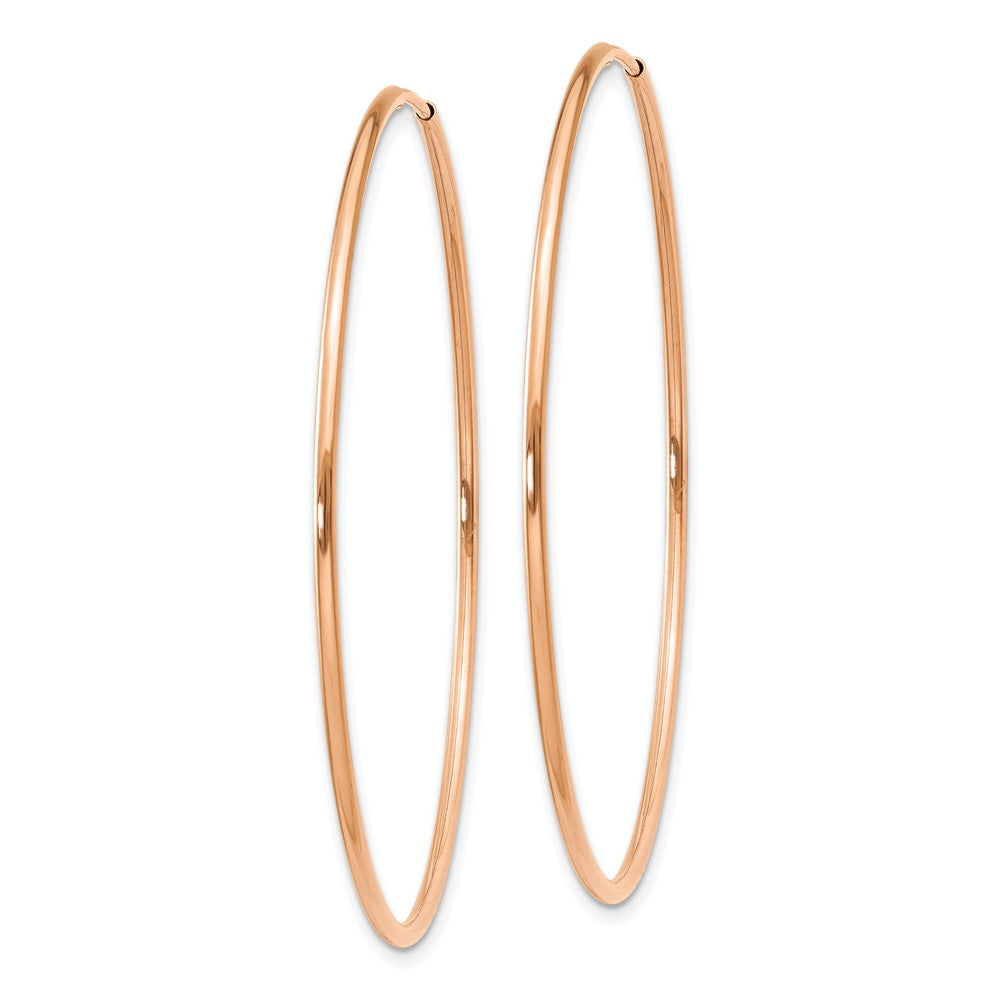 14k Rose Gold 1.20mm Polished Endless Hoop Earrings