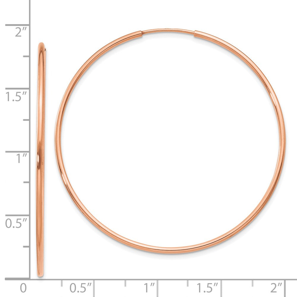 14k Rose Gold 1.20mm Polished Endless Hoop Earrings