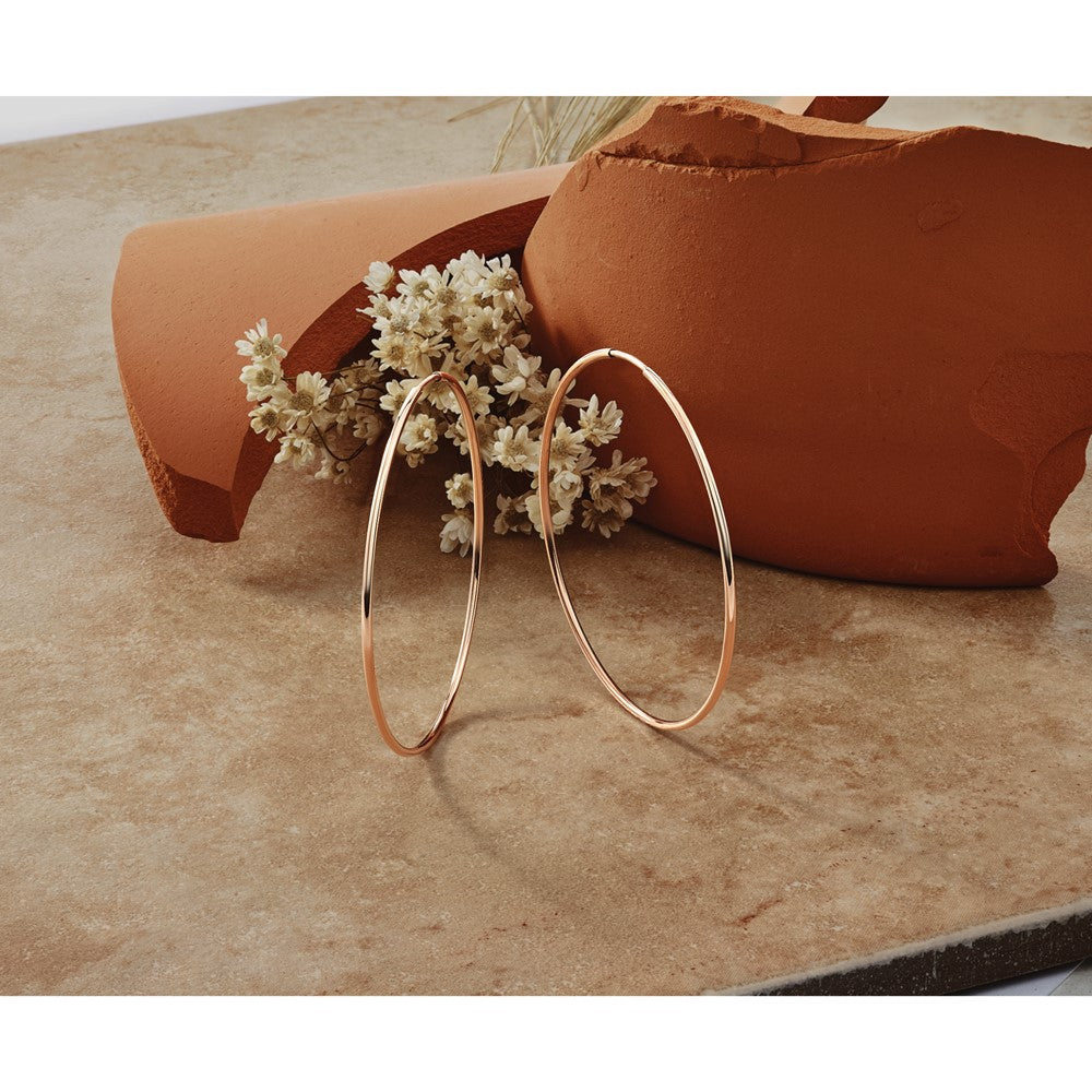 14k Rose Gold 1.20mm Polished Endless Hoop Earrings