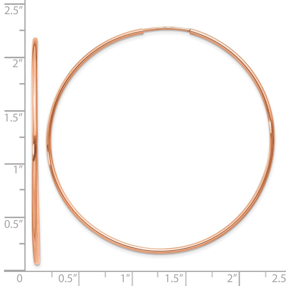14k Rose Gold 1.20mm Polished Endless Hoop Earrings