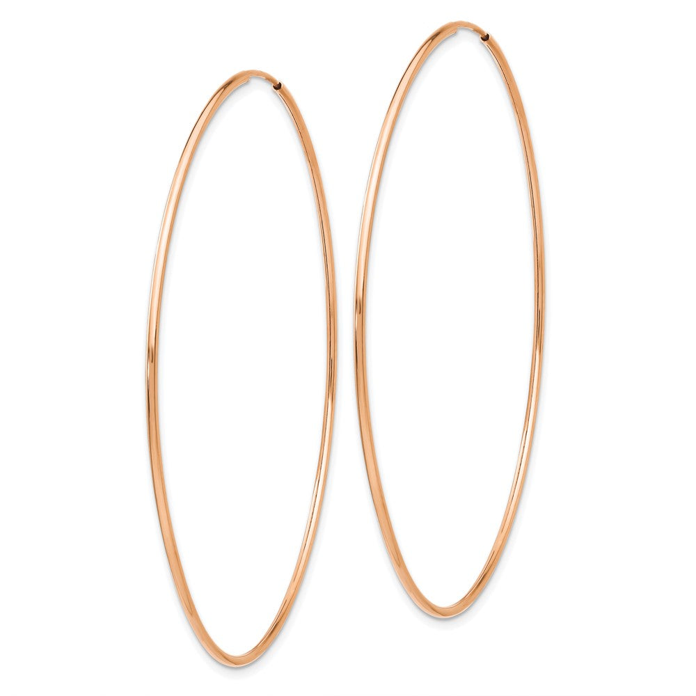 14k Rose Gold 1.20mm Polished Endless Hoop Earrings
