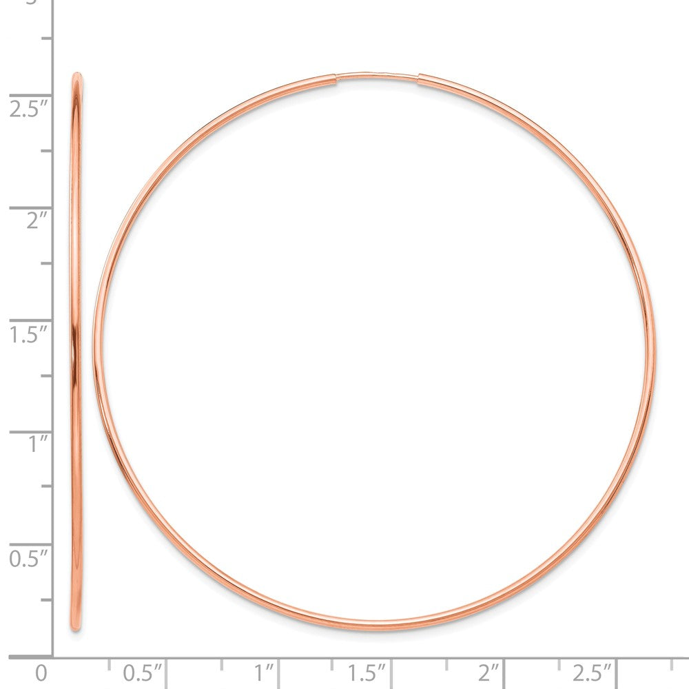 14k Rose Gold 1.20mm Polished Endless Hoop Earrings