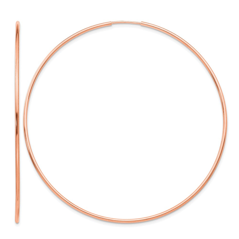 14k Rose Gold 1.20mm Polished Endless Hoop Earrings