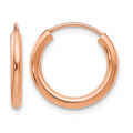 14k Rose Gold Polished Round Endless 2mm Hoop Earrings