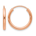 14k Rose Gold Polished Round Endless 2mm Hoop Earrings