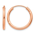 14k Rose Gold Polished Round Endless 2mm Hoop Earrings