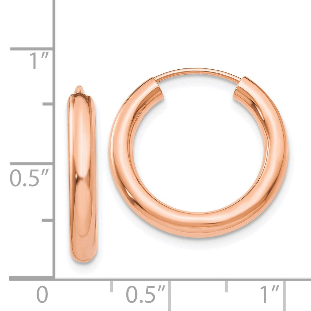 14k Rose Gold 3.00mm Polished Endless Tube Hoop Earrings
