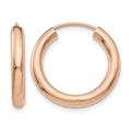 14k Rose Gold 3.00mm Polished Endless Tube Hoop Earrings