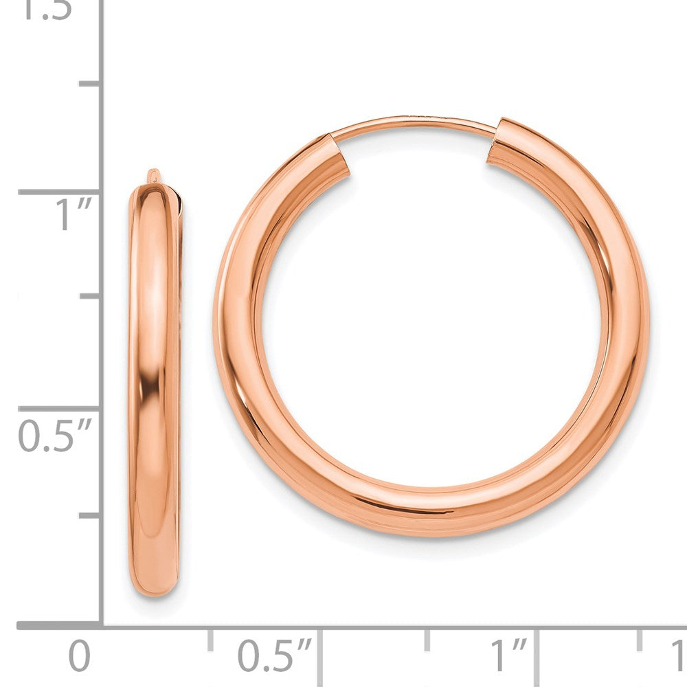 14k Rose Gold 3.00mm Polished Endless Tube Hoop Earrings