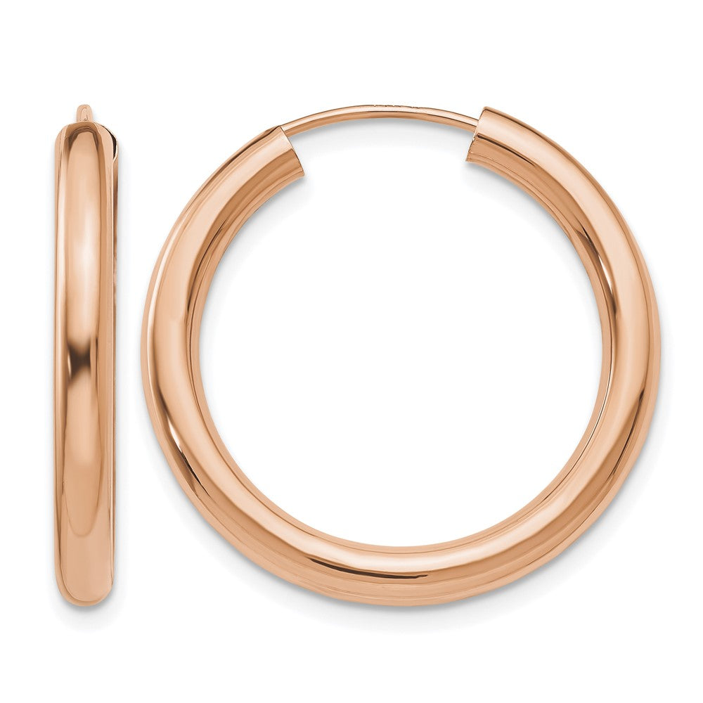 14k Rose Gold 3.00mm Polished Endless Tube Hoop Earrings