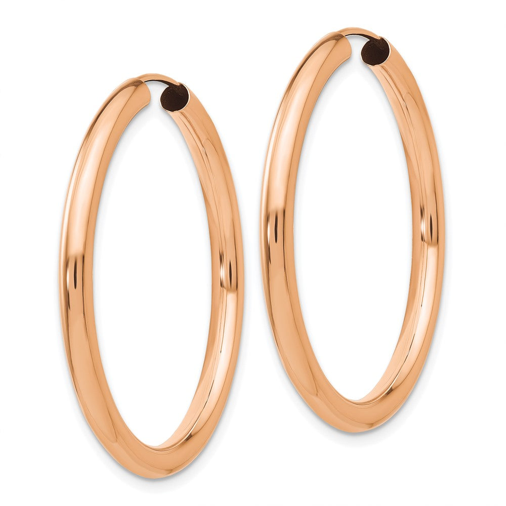 14k Rose Gold 3.00mm Polished Endless Tube Hoop Earrings
