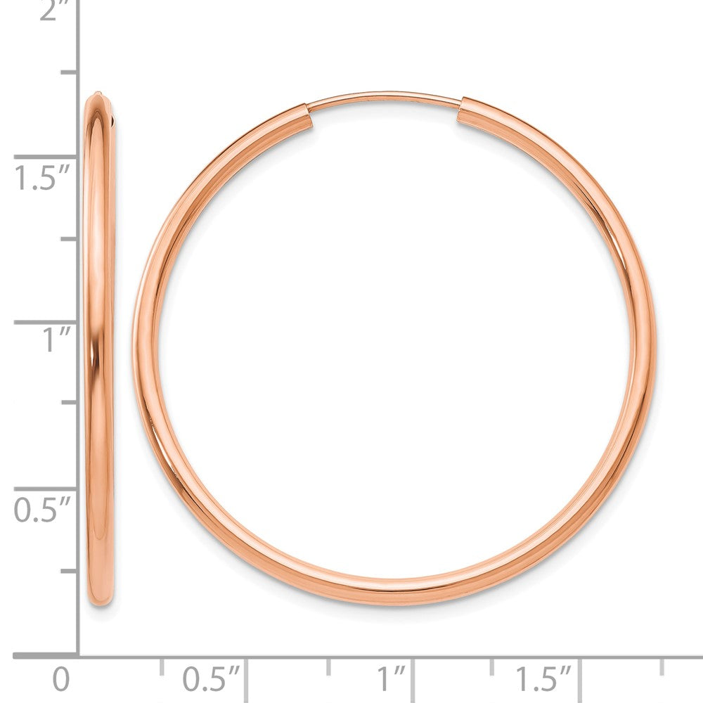 14k Rose Gold Polished Endless 2mm Hoop Earrings