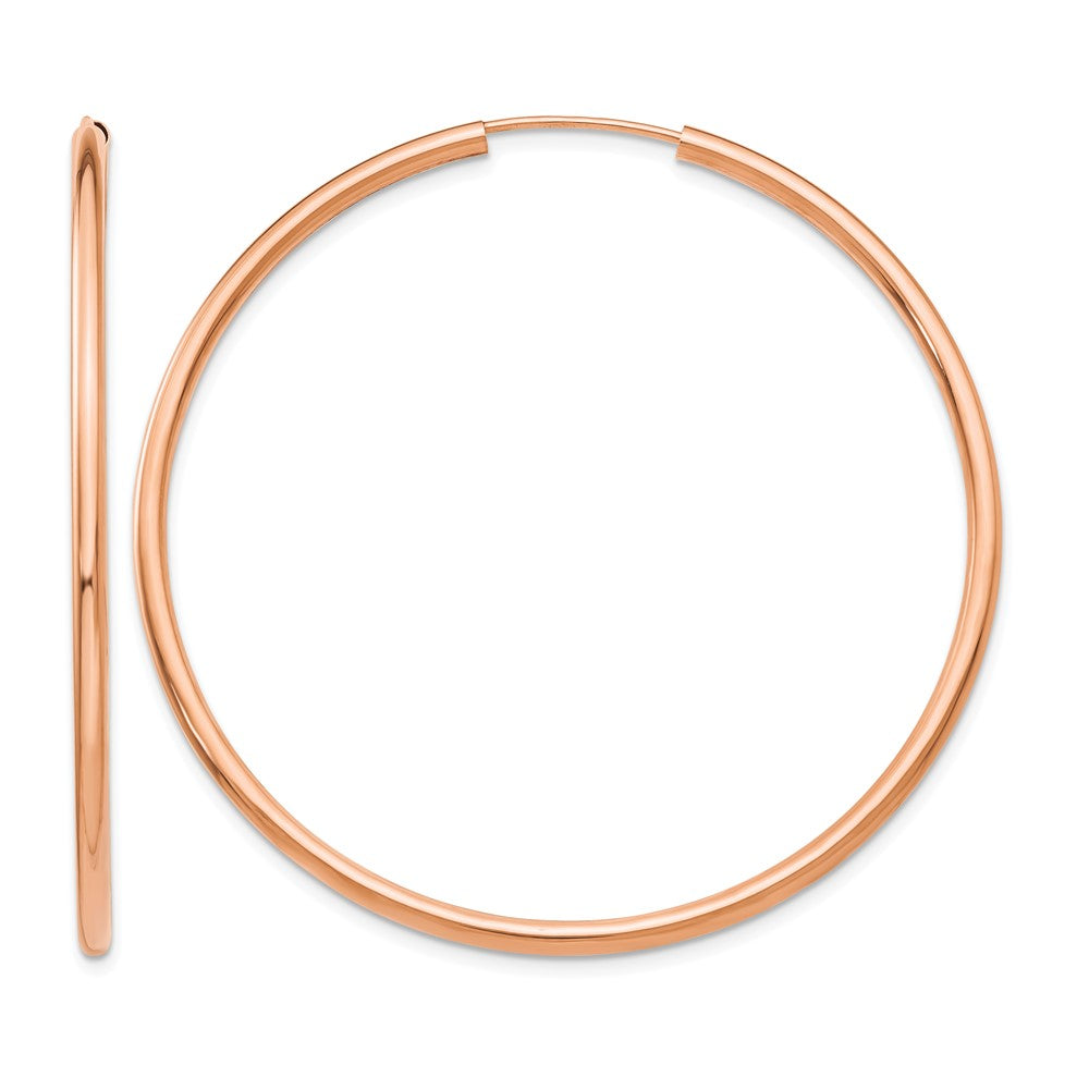 14k Rose Gold Polished Endless 2mm Hoop Earrings