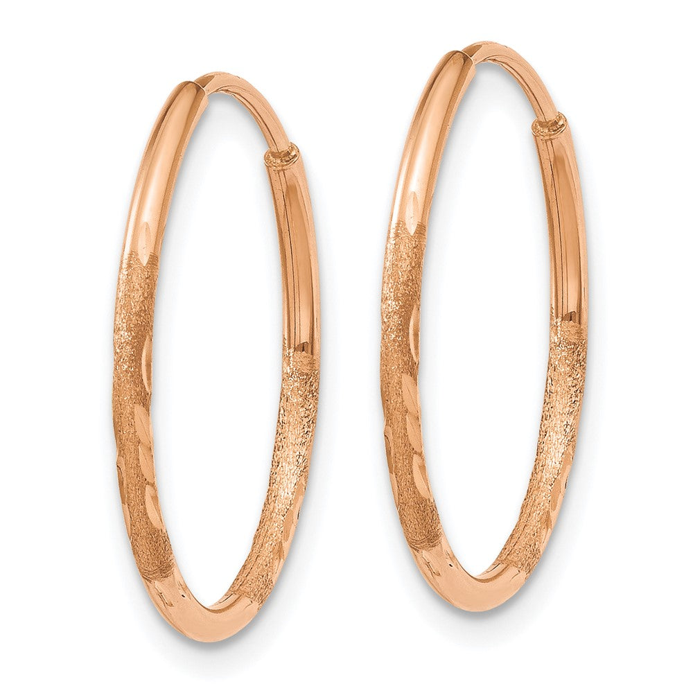 14k Rose Gold 1.20mm Diamond-cut Endless Hoop Earring