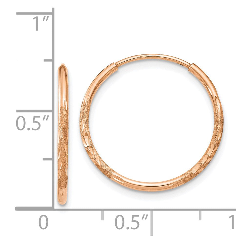14k Rose Gold 1.20mm Diamond-cut Endless Hoop Earring