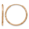 14k Rose Gold 1.20mm Diamond-cut Endless Hoop Earring