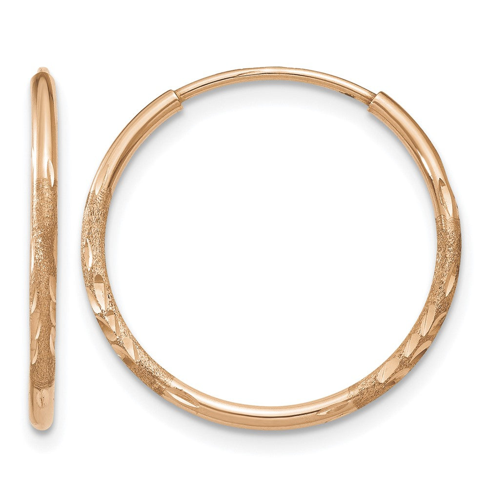 14k Rose Gold 1.20mm Diamond-cut Endless Hoop Earring