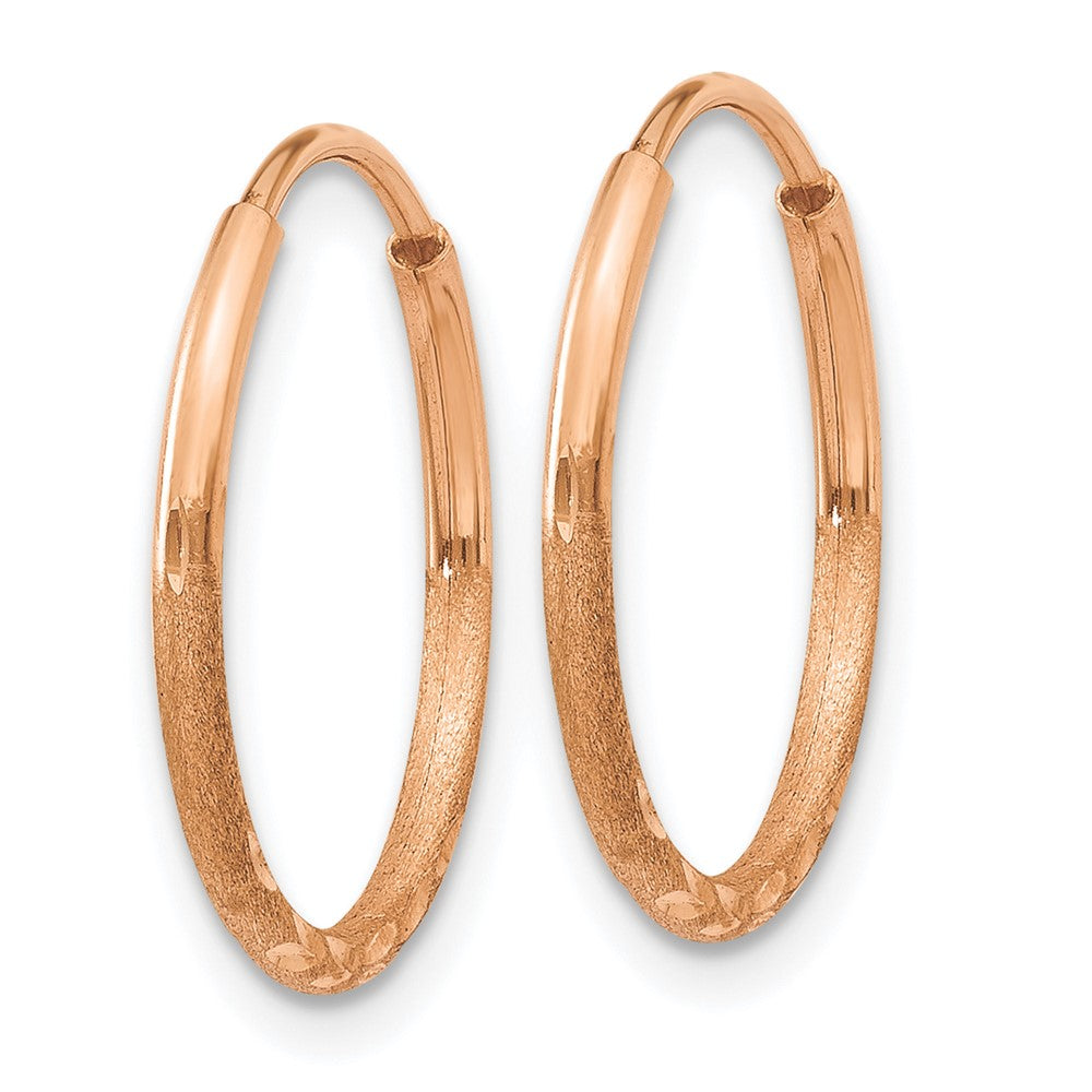 14k Rose Gold 1.20mm Diamond-cut Endless Hoop Earring