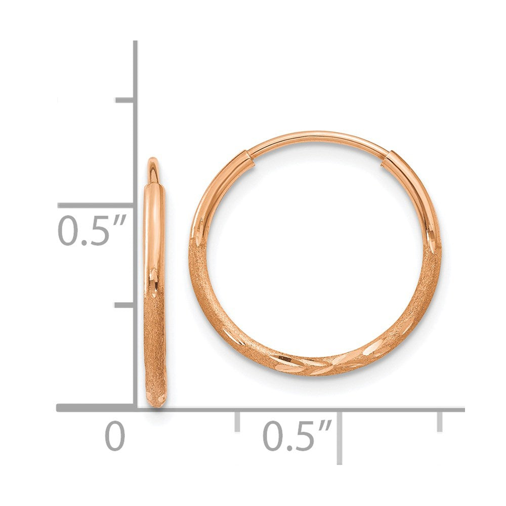 14k Rose Gold 1.20mm Diamond-cut Endless Hoop Earring