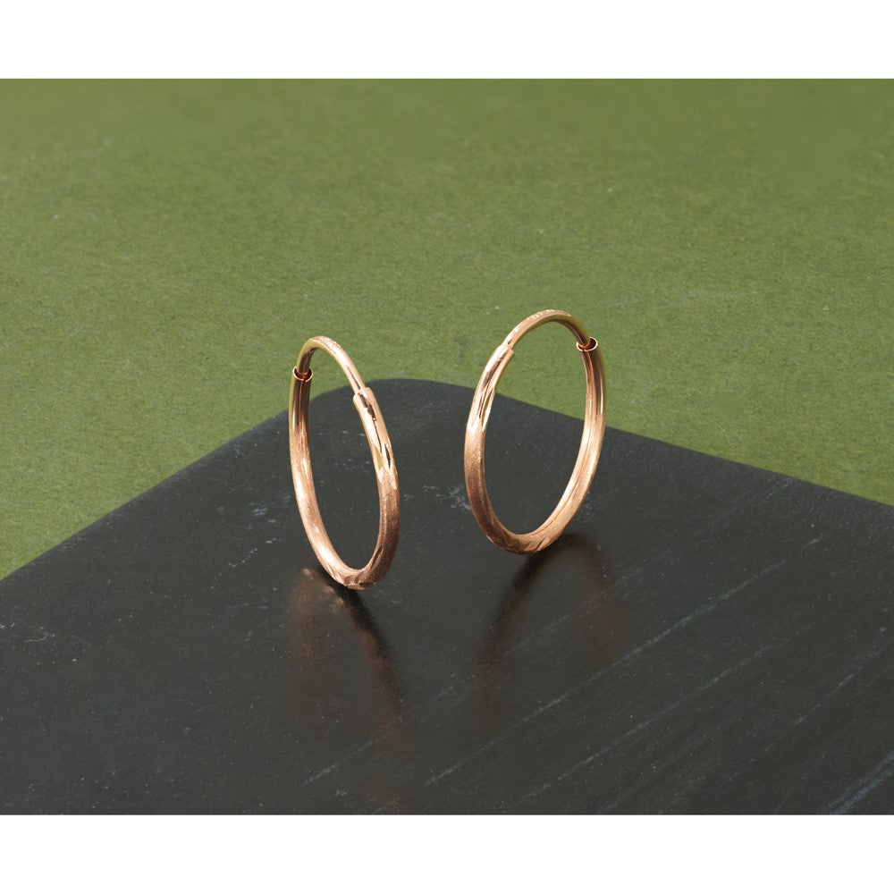 14k Rose Gold 1.20mm Diamond-cut Endless Hoop Earring