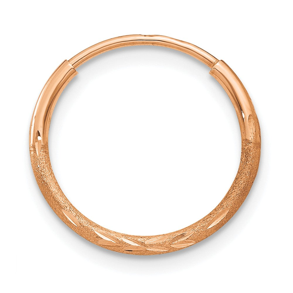 Single 14k Rose Gold 1.20mm Diamond-cut Endless Hoop Earring