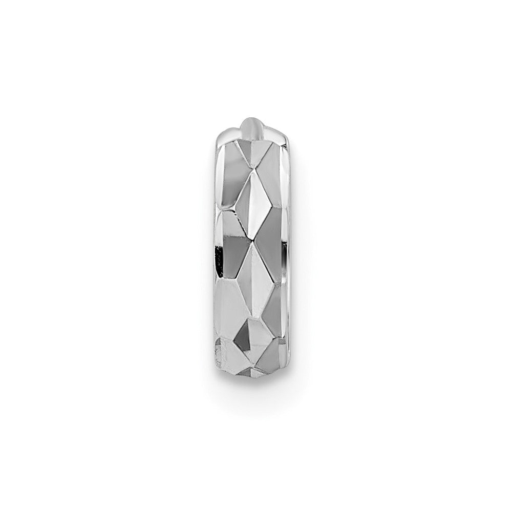 Single 14k White Gold D/C Hinged Hoop Earring