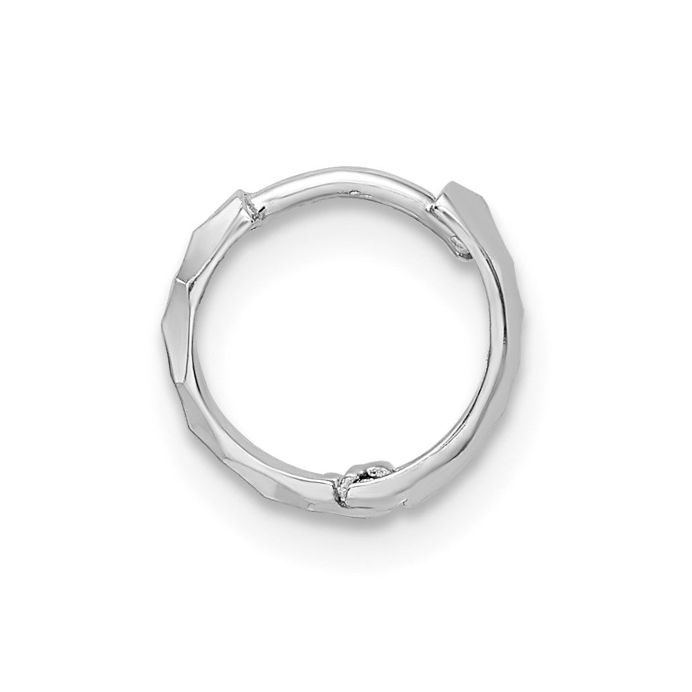 Single 14k White Gold D/C Hinged Hoop Earring