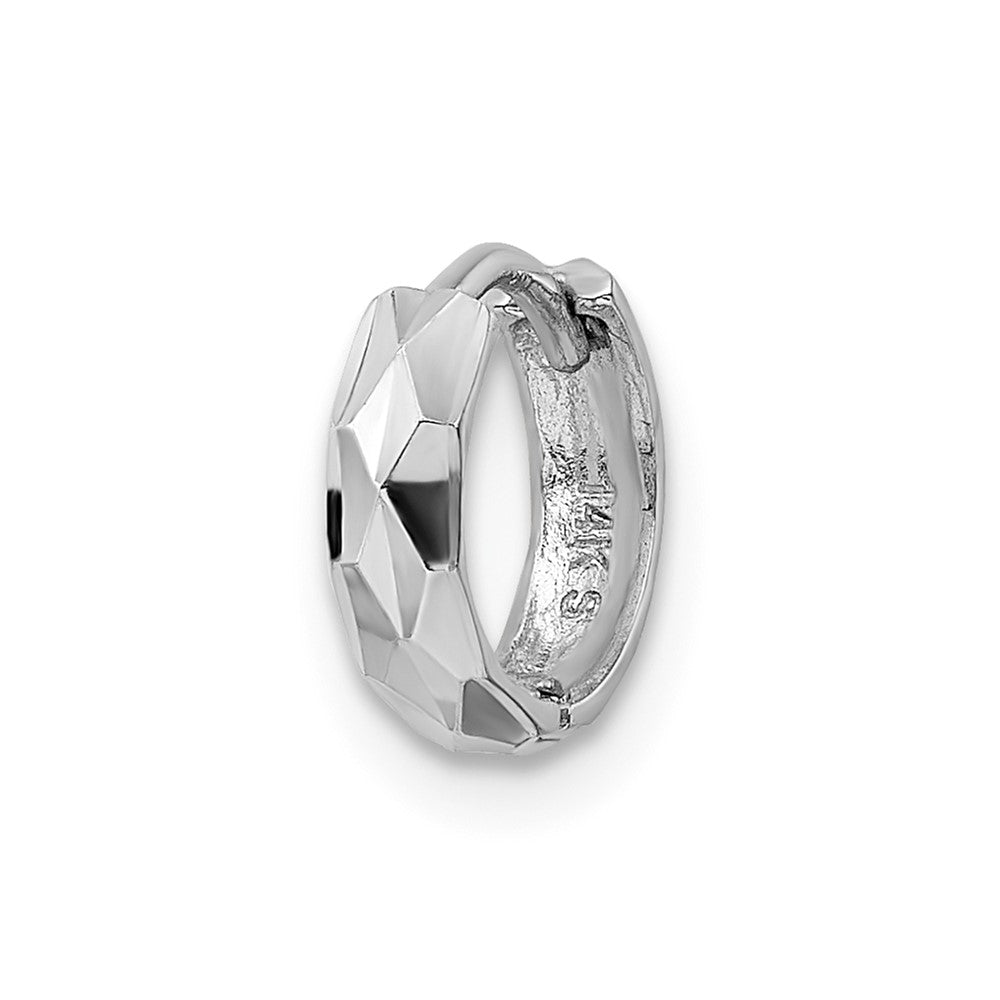Single 14k White Gold D/C Hinged Hoop Earring