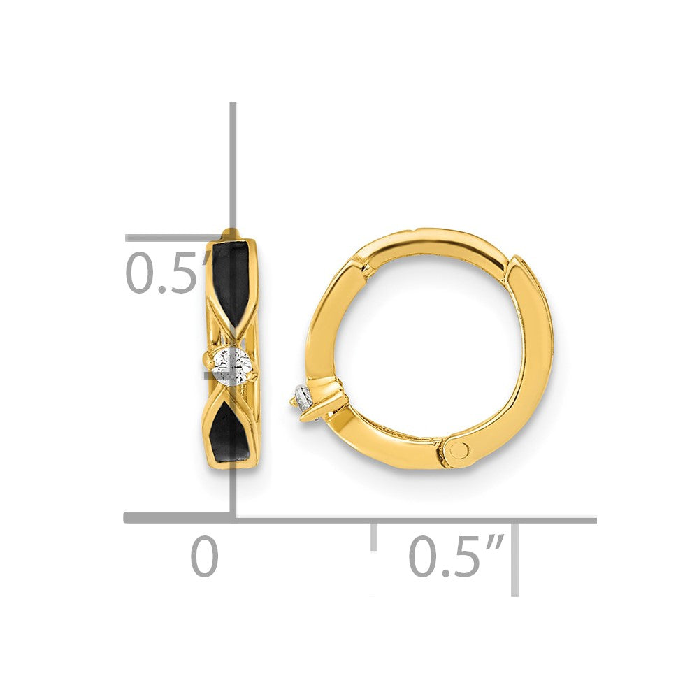 14K Polished Black Onyx Hoop Earrings