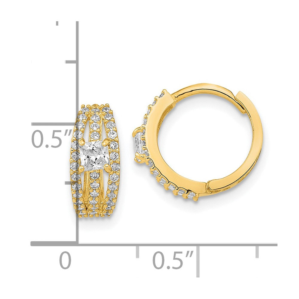 14K Polished Fancy CZ Hoop Earrings