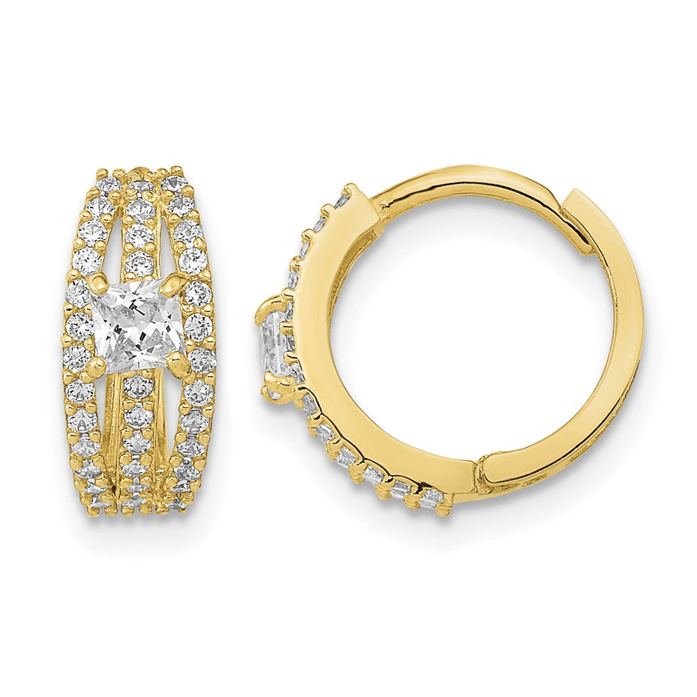 14K Polished Fancy CZ Hoop Earrings